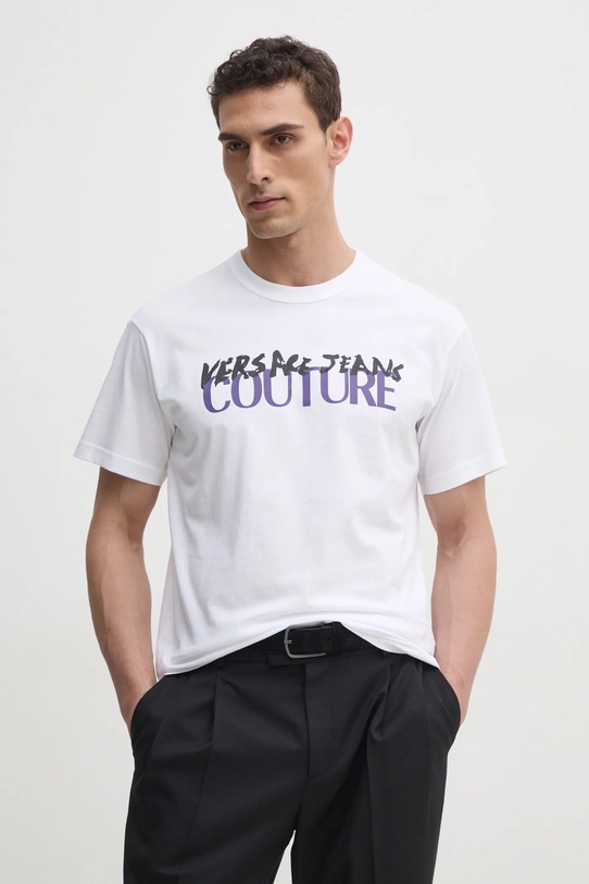Versace Jeans Couture t-shirt bawełniany biały 78GAHE06.CJ00E