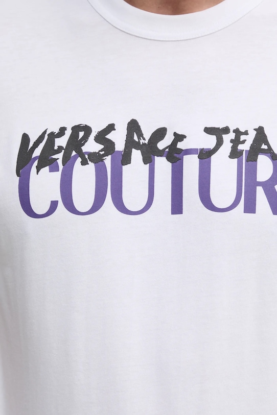 Versace Jeans Couture t-shirt bawełniany 78GAHE06.CJ00E biały