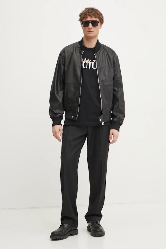 Versace Jeans Couture tricou din bumbac 78GAHE06.CJ00E negru SS25