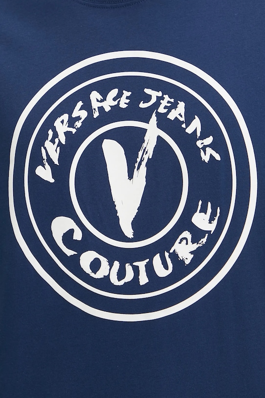 Хлопковая футболка Versace Jeans Couture 78GAHE08.CJ00E тёмно-синий