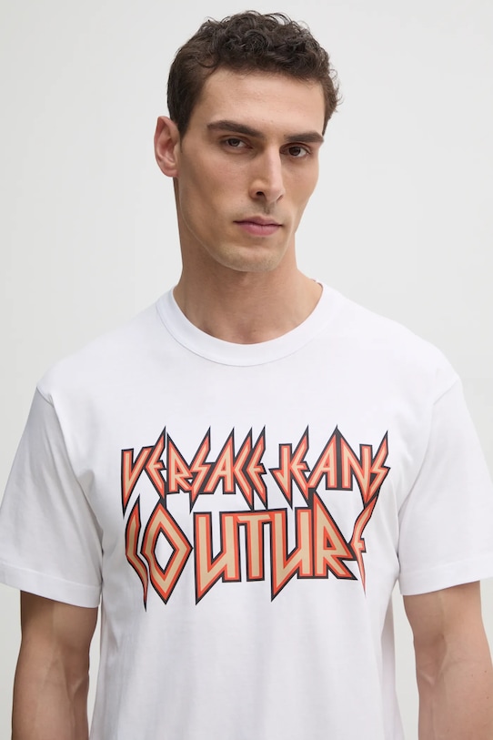 Памучна тениска Versace Jeans Couture стандартна бял 78GAHT03.CJ00T