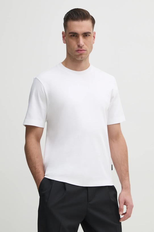 Sisley tricou din bumbac uni alb 35MAS1049