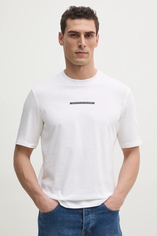 Sisley t-shirt bawełniany nadruk biały 3I1XS1047