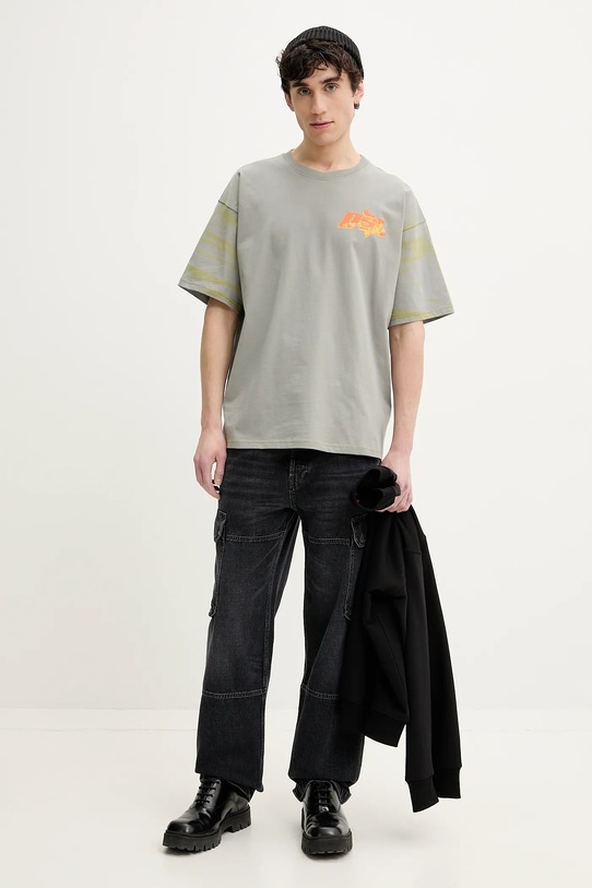 Bavlněné tričko Diesel T-BOXT-R10 T-SHIRT A16169.0QLAA šedá SS25