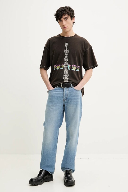 Diesel t-shirt bawełniany T-BOXT-R4 T-SHIRT A16208.0DRAM brązowy SS25