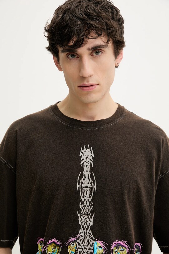 Diesel t-shirt bawełniany T-BOXT-R4 T-SHIRT brązowy A16208.0DRAM