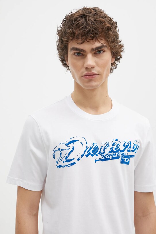 Бавовняна футболка Diesel T-ADJUST-R7 T-SHIRT білий A16406.0QIAM