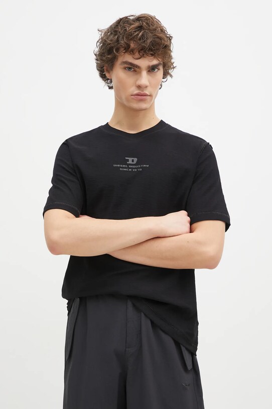 Футболка Diesel T-ADJUST-R10 T-SHIRT хлопок чёрный A16424.0QKAP