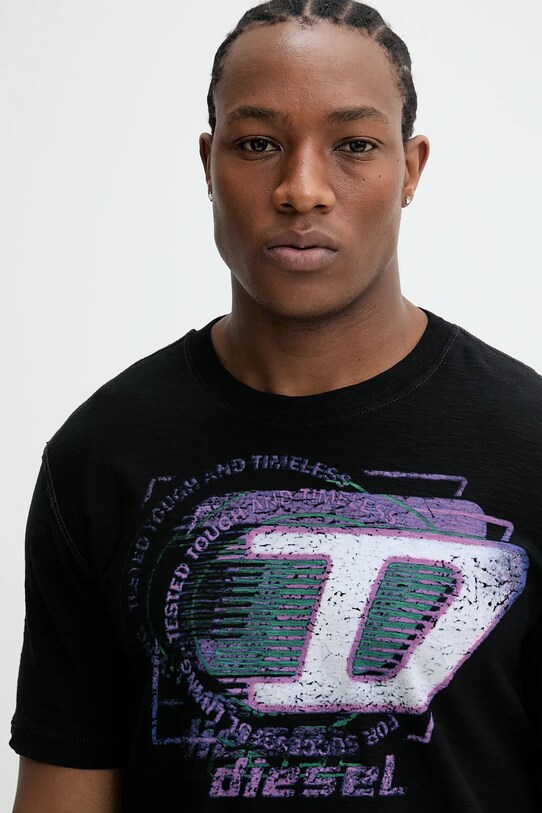 Pamučna majica Diesel T-ADJUST-R11 T-SHIRT crna A16430.0QKAP