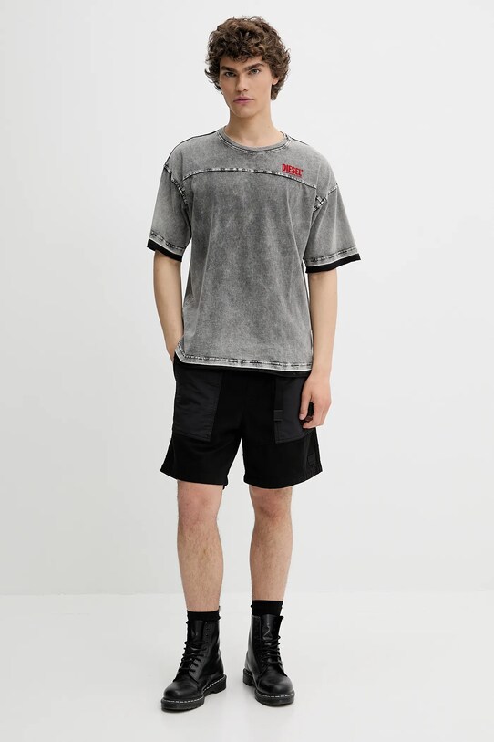 Bombažna kratka majica Diesel T-HOXT T-SHIRT A16916.0PKAN siva SS25
