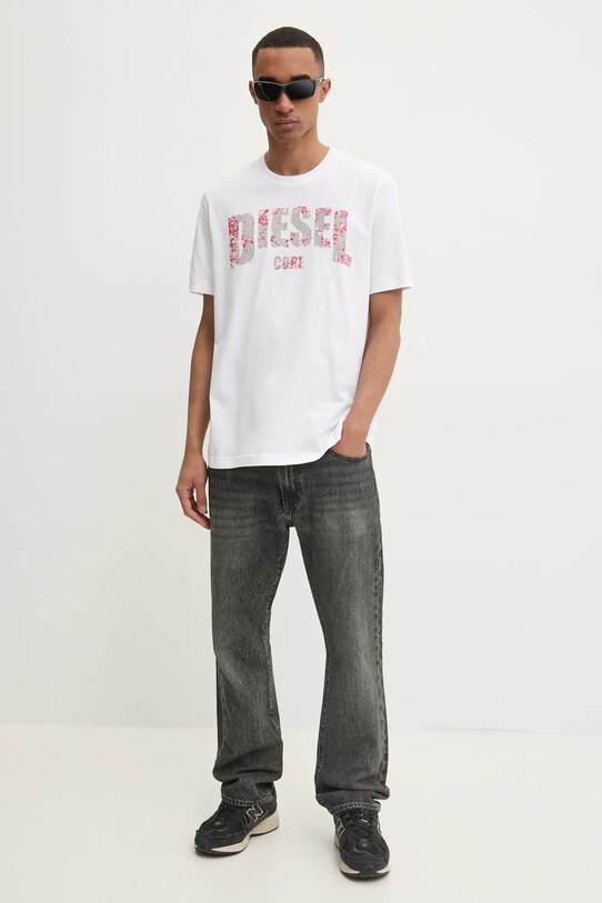 Diesel tricou T-ADJUST-R25 T-SHIRT A17268.0PLAT alb SS25