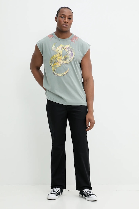 Bavlněné tričko Diesel T-BOXT-SL-R1 TANK TOP A17640.0SLBT šedá SS25