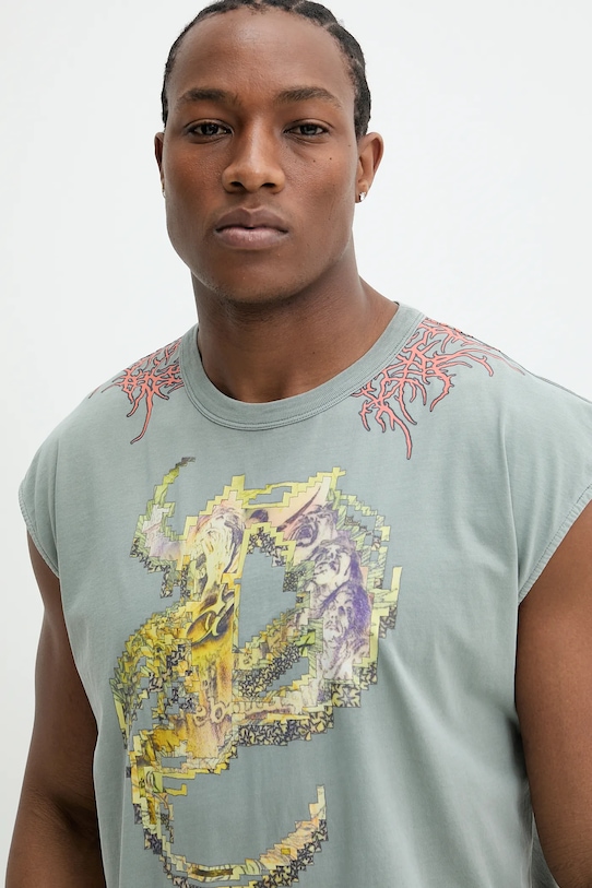 Bavlněné tričko Diesel T-BOXT-SL-R1 TANK TOP šedá A17640.0SLBT