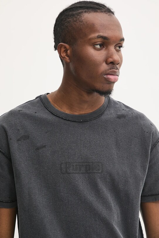 Бавовняна футболка PURPLE BRAND TEXTURED INSIDE OUT TEE сірий P101.JBCP125