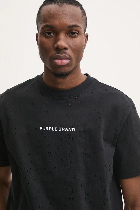 Pamučna majica PURPLE BRAND HWT JERSEY SS TEE crna P117.HBBT125