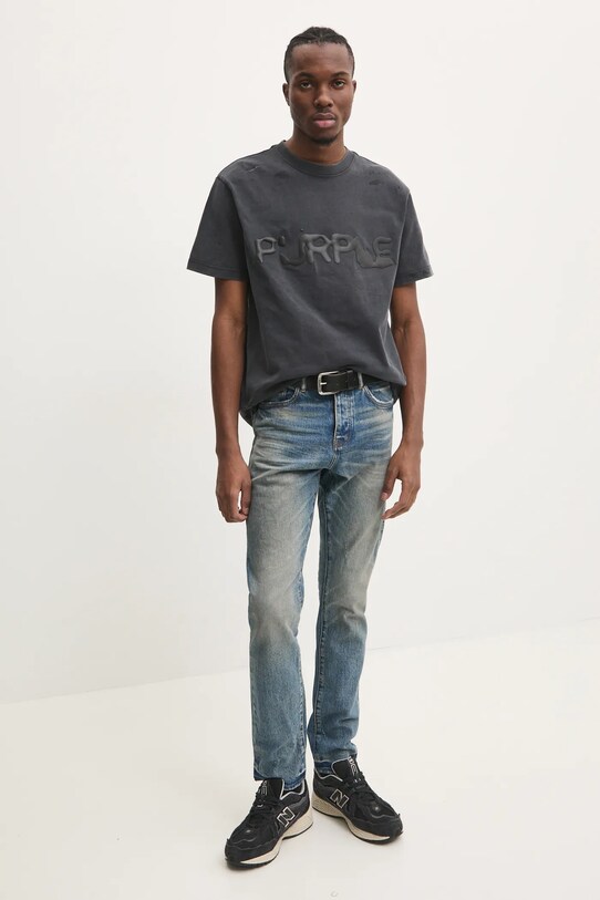 Бавовняна футболка PURPLE BRAND HWT JERSEY SS TEE P117.HBLW125 сірий SS25