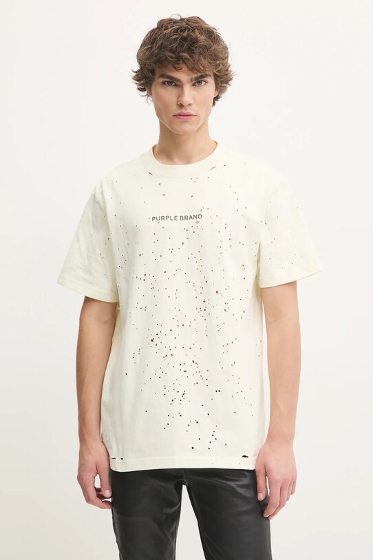 PURPLE BRAND tricou din bumbac HWT JERSEY SS TEE print bej P117.HFGT125
