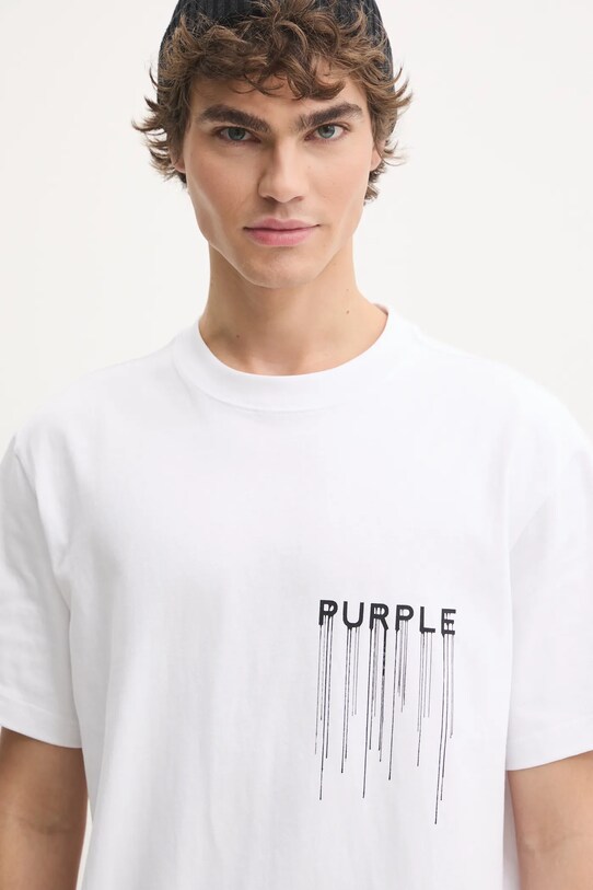 PURPLE BRAND t-shirt bawełniany HWT JERSEY SS TEE biały P117.HWWD125