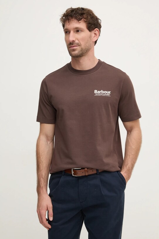 Odzież Barbour t-shirt bawełniany MTS1382BR98 brązowy
