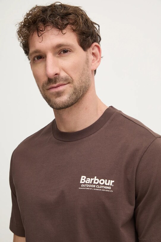 Barbour t-shirt bawełniany brązowy MTS1382BR98
