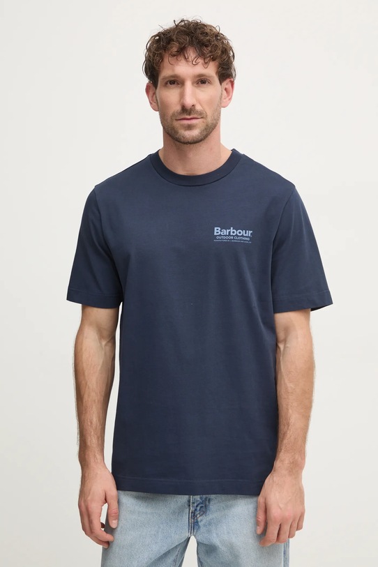 Oblečenie Bavlnené tričko Barbour MTS1382NY91 tmavomodrá