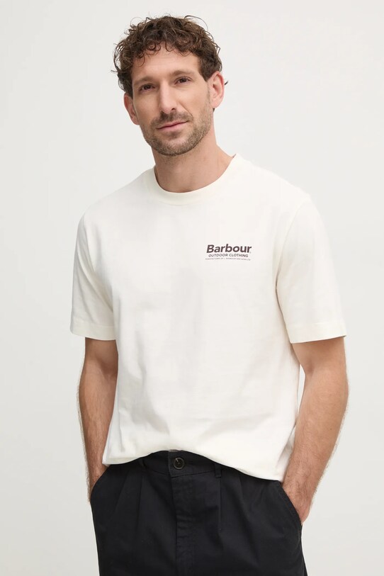 Îmbrăcăminte Barbour tricou din bumbac MTS1382WH32 bej