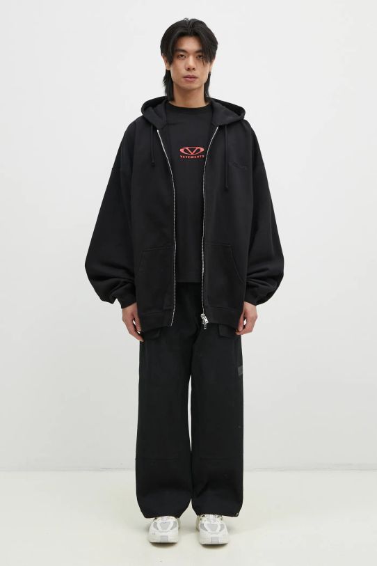 Хлопковая футболка VETEMENTS Oval Logo Cropped Boxy UA66TR600BR чёрный