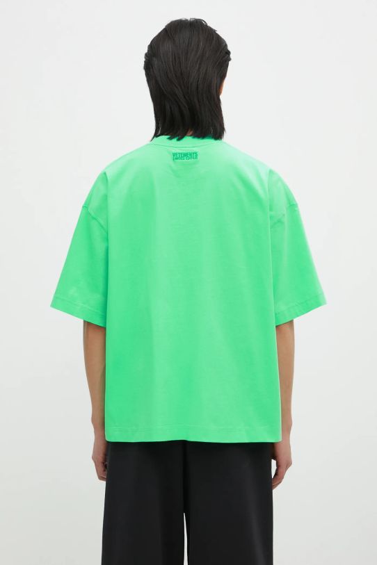 Odzież VETEMENTS t-shirt bawełniany Oval Logo Cropped Boxy UA66TR600E zielony