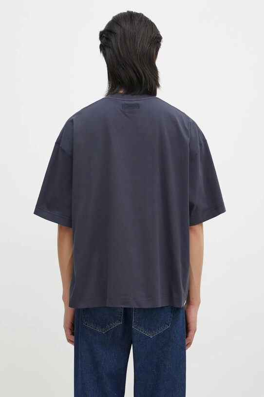 Одежда Хлопковая футболка VETEMENTS Oval Logo Cropped Boxy UA66TR600N тёмно-синий