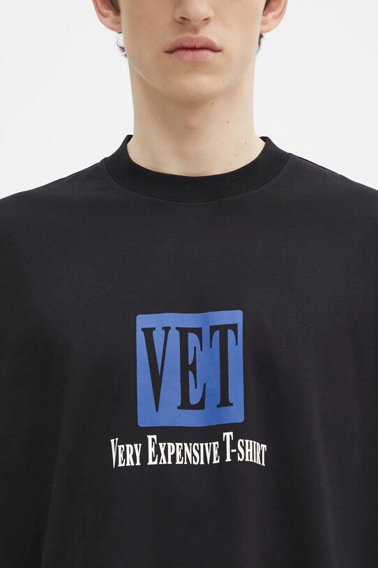 Бавовняна футболка VETEMENTS Vet Cropped Cropped Boxy чорний UA66TR685B