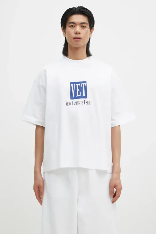 Хлопковая футболка VETEMENTS Vet Cropped Cropped Boxy печать белый UA66TR685W
