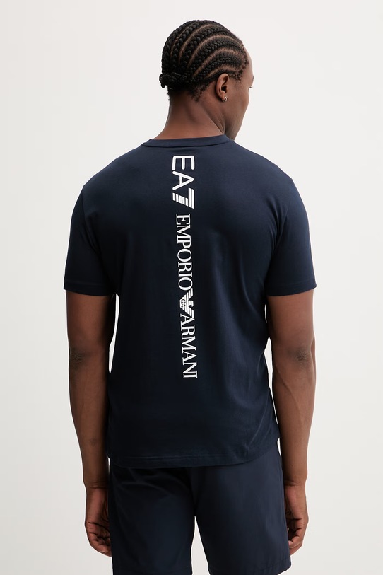 Oblačila Bombažna kratka majica EA7 Emporio Armani AF10375.7M000567 mornarsko modra