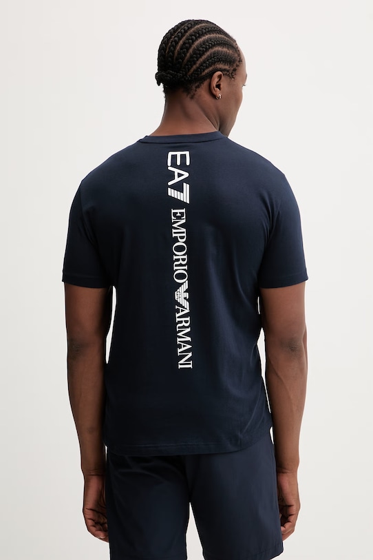 Oblačila Bombažna kratka majica EA7 Emporio Armani AF10375.7M000567 mornarsko modra