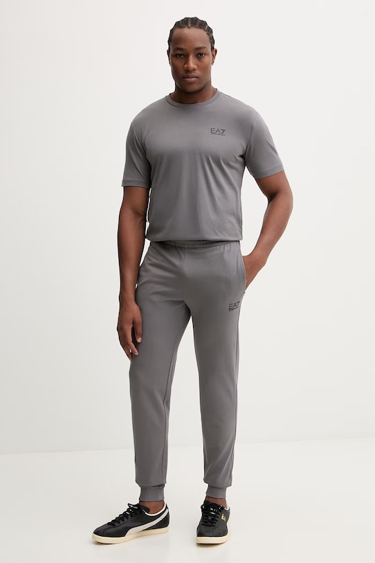 Bombažna kratka majica EA7 Emporio Armani AF10375.7M000567 siva SS26