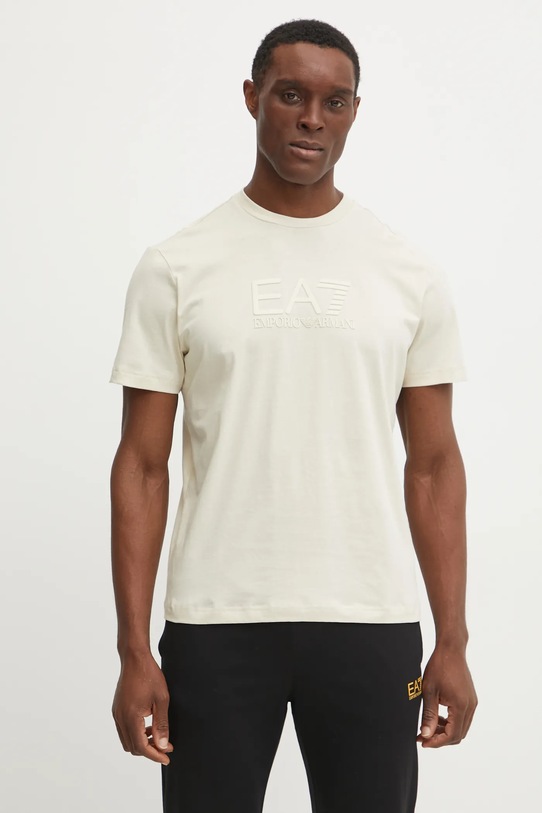 Хлопковая футболка EA7 Emporio Armani бежевый AF10375.7M000224
