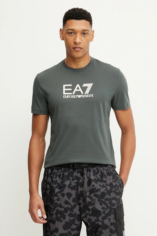 EA7 Emporio Armani t-shirt bawełniany nadruk zielony AF10375.7M000224