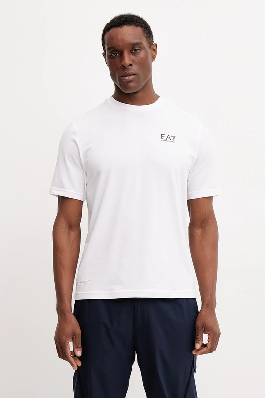 EA7 Emporio Armani edzős póló elasztánnal fehér AF13956.7M000124