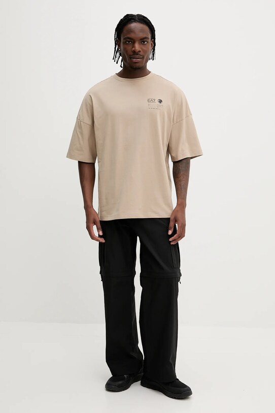 EA7 Emporio Armani t-shirt bawełniany AF12874.7M000081 beżowy SS25