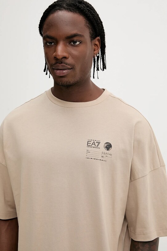 EA7 Emporio Armani t-shirt bawełniany beżowy AF12874.7M000081