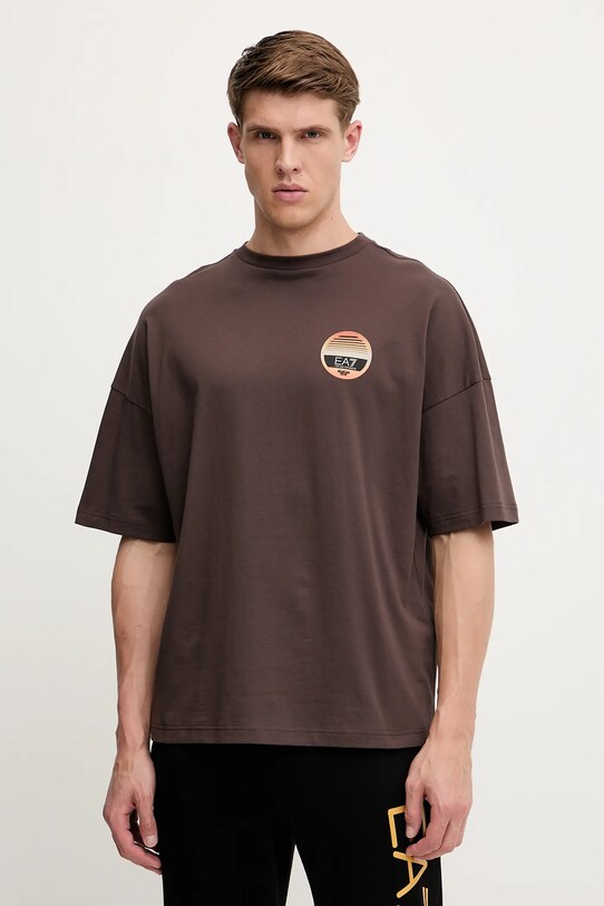 Odzież EA7 Emporio Armani t-shirt bawełniany AF12874.7M000081 brązowy