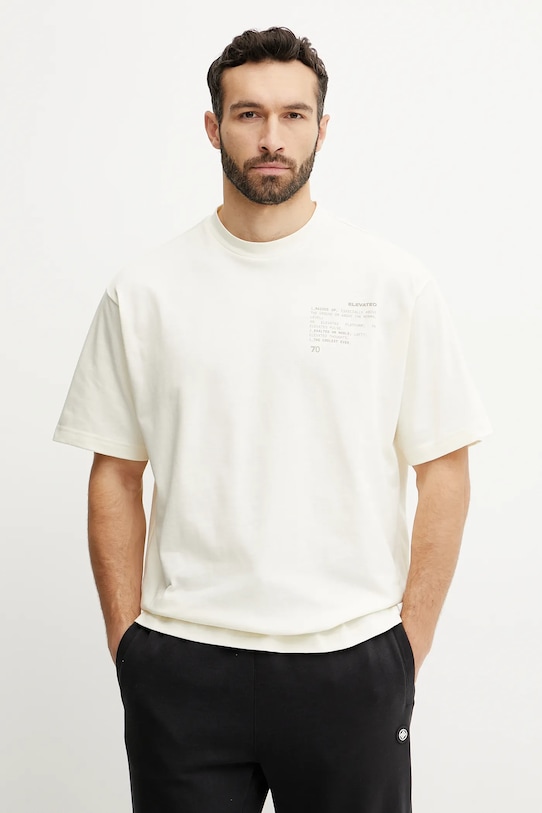 Pamučna majica EA7 Emporio Armani print bež AF12957.7X000082