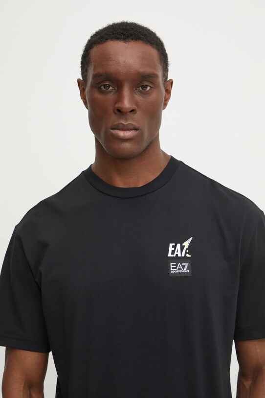 Бавовняна футболка EA7 Emporio Armani чорний AF13244.7M000118