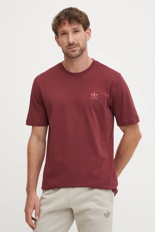adidas Originals tricou din bumbac Trefoil uni burgundia JC9992