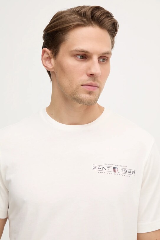 Хлопковая футболка Gant бежевый 2044017