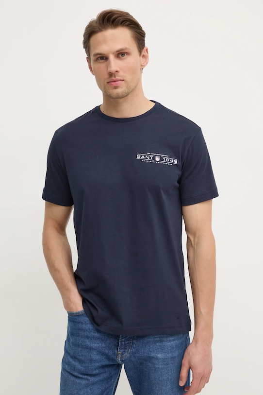 Gant t-shirt bawełniany nadruk granatowy 2044017