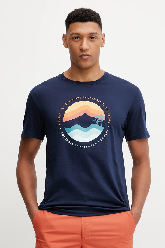 Columbia tricou din bumbac Path Lake print bleumarin 1934814.