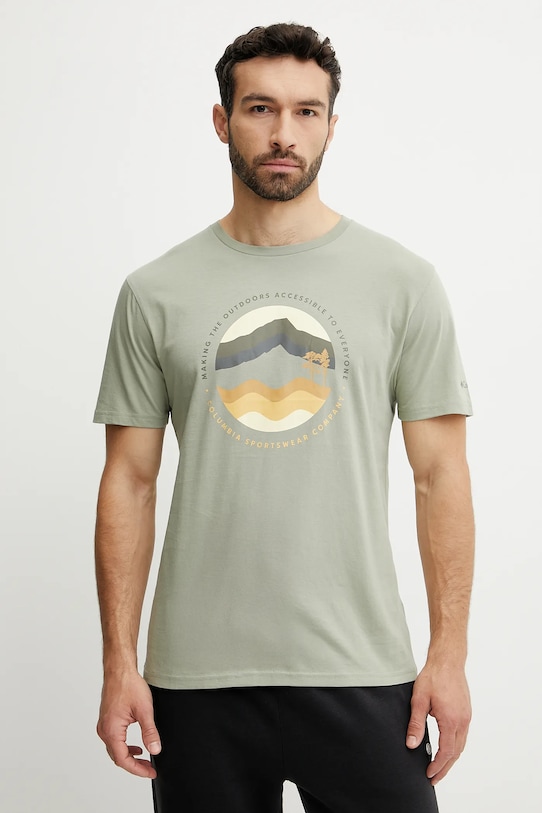 Хлопковая футболка Columbia Path Lake хлопок зелёный 1934814.