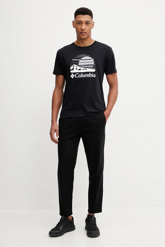 Columbia tricou din bumbac Path Lake 1934814. negru SS25