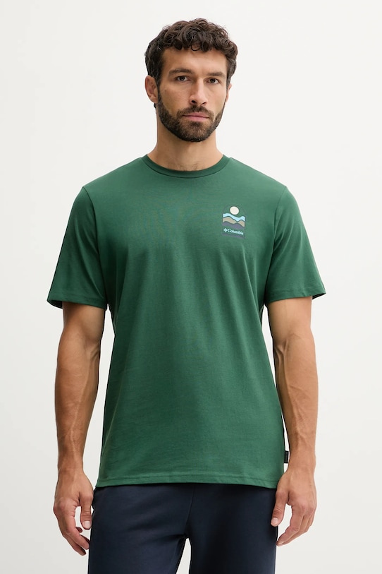Ρούχα Βαμβακερό μπλουζάκι Columbia Explorers Canyon 2036451. πράσινο