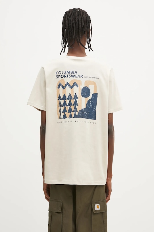 Odzież Columbia t-shirt bawełniany Explorers Canyon 2036451. beżowy